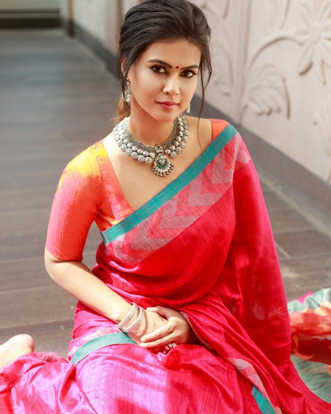 Saree Hotness: Sharmiela Shines in Blue