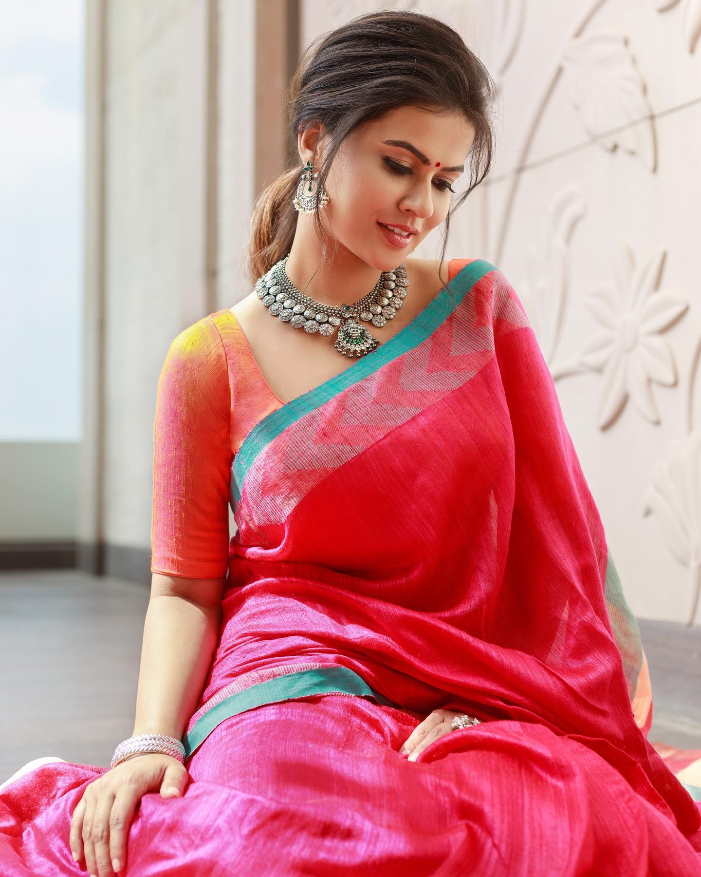 Saree Hotness: Sharmiela Shines in Blue
