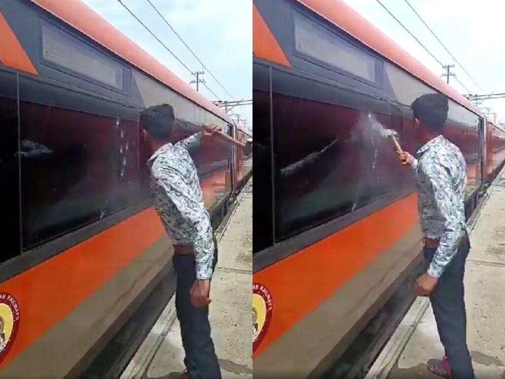 Man Damaging Vande Bharat Trains