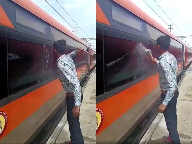 Man Damaging Vande Bharat Trains