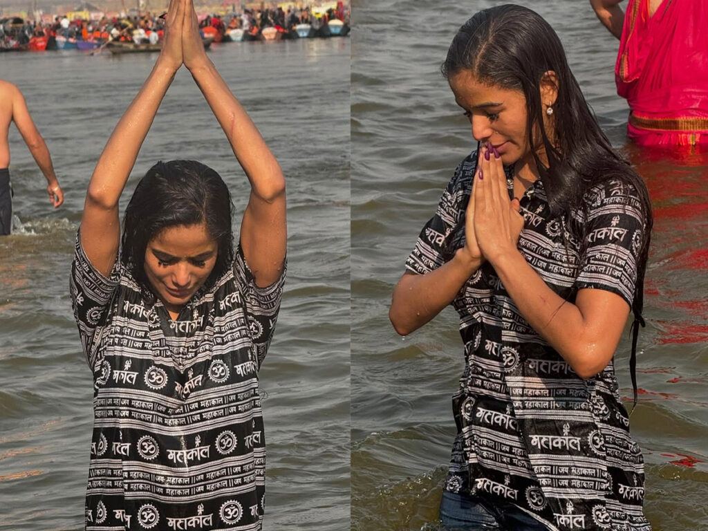 Adult Star Poonam Pandey At Maha Kumbh