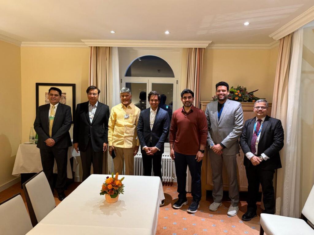 Chandrababu, Lokesh Meet Lakshmi Mittal & Aditya Mittal at Davos