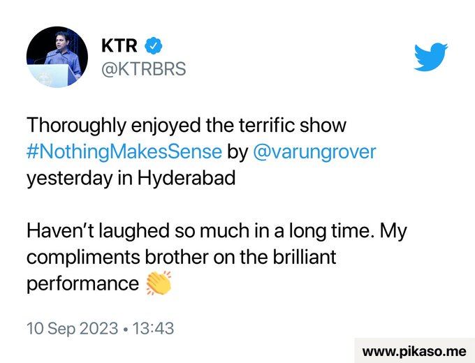 'Standup Comedy' tweet of KTR