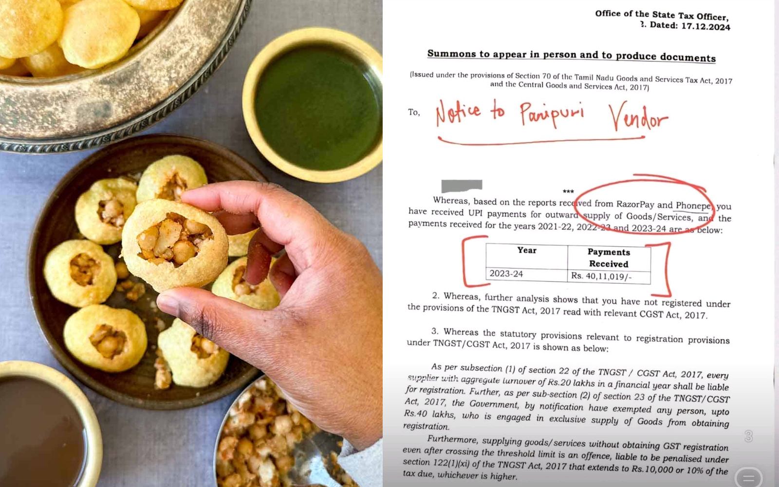 Panipuri Guy’s 40 Lakh GST