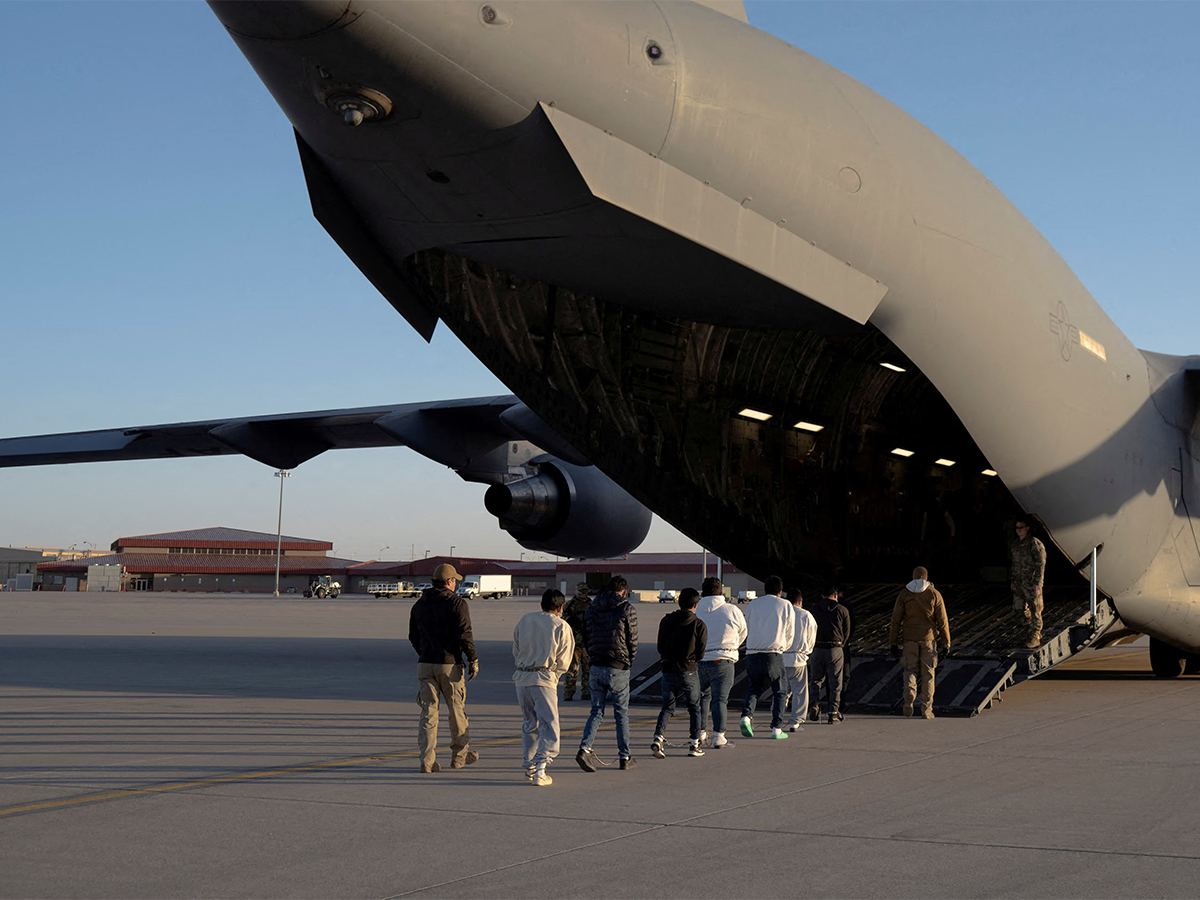 USA, United States of America, Donald Trump, Indians Deportation, Illegal Immigrants, First Biggest Deportation, American Military Flight, Indians deported from USA, USA to India deportation, illegal Indian immigrants USA, mass deportation of Indians, US immigration crackdown, Indians sent back from USA, Trump deportation policy, illegal entry USA India, US immigration law action, C-17 deportation flight India