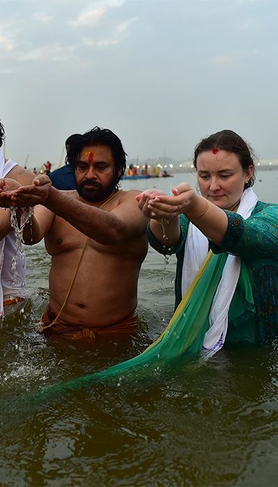 Pawan Kalyan Family at Maha Kumbh Mela