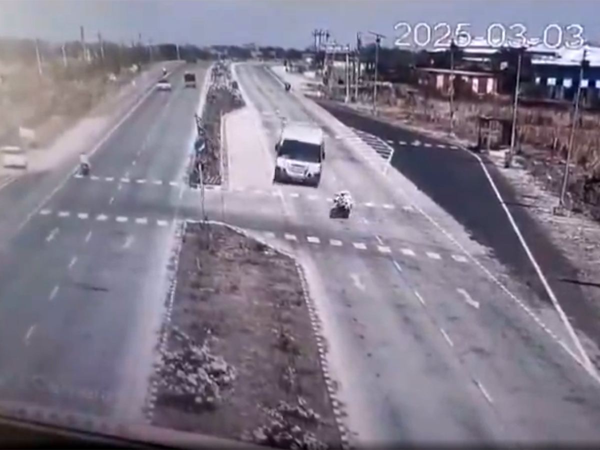 Bike Overturns Speeding Bus