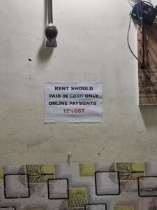 PG and hostel rent cash payment issue