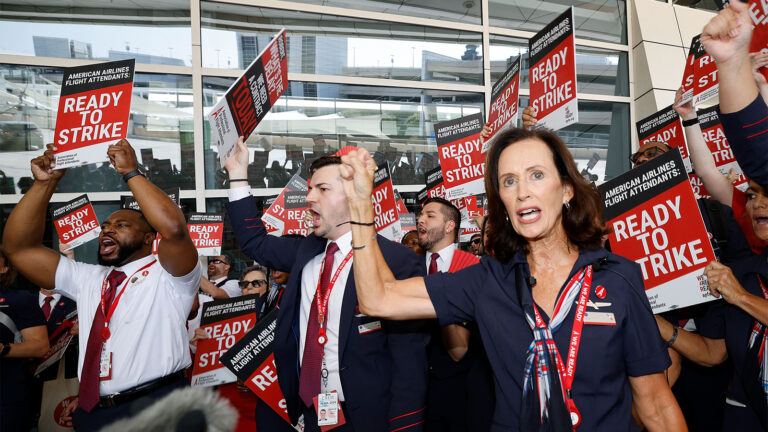 American Airlines workers strike united