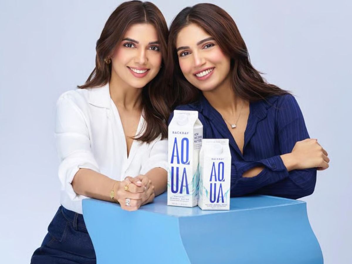 Bhumi Pednekar holding Backbay premium bottled water