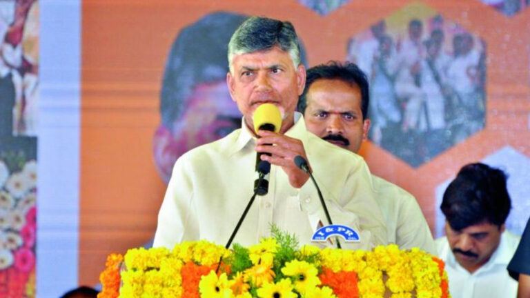 Chandrababu addressing public gathering