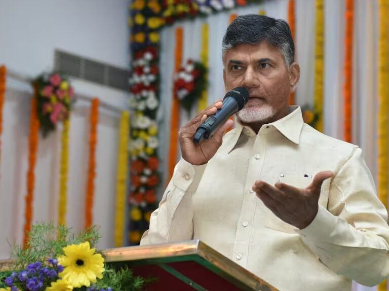 Chandrababu Naidu speaking on water politics in Vijayawada