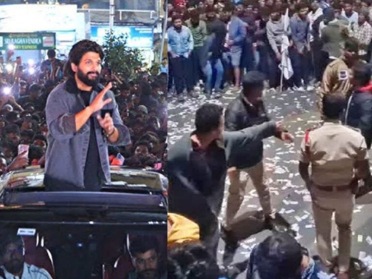 Crowd gathered at Sandhya Theater for Pushpa 2 glimpse