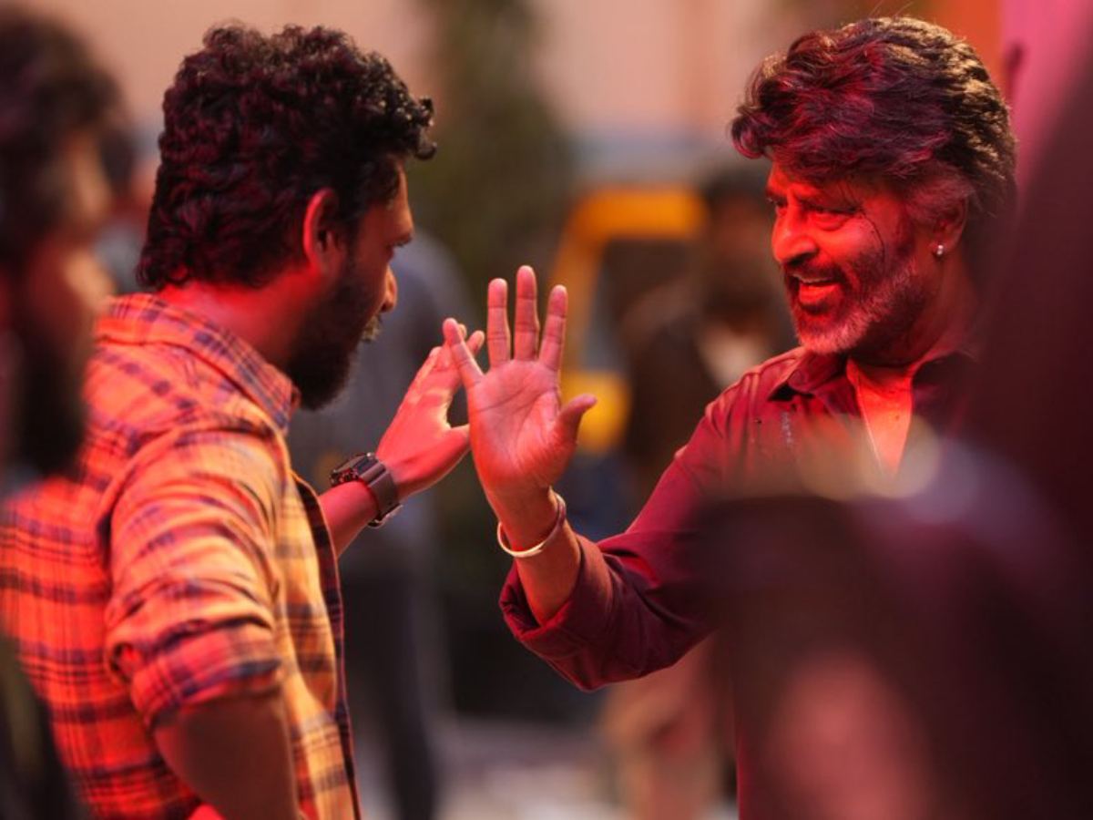 Lokesh Kanagaraj with Rajinikanth on Coolie set