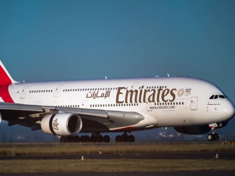 Emirates aircraft parked at airport