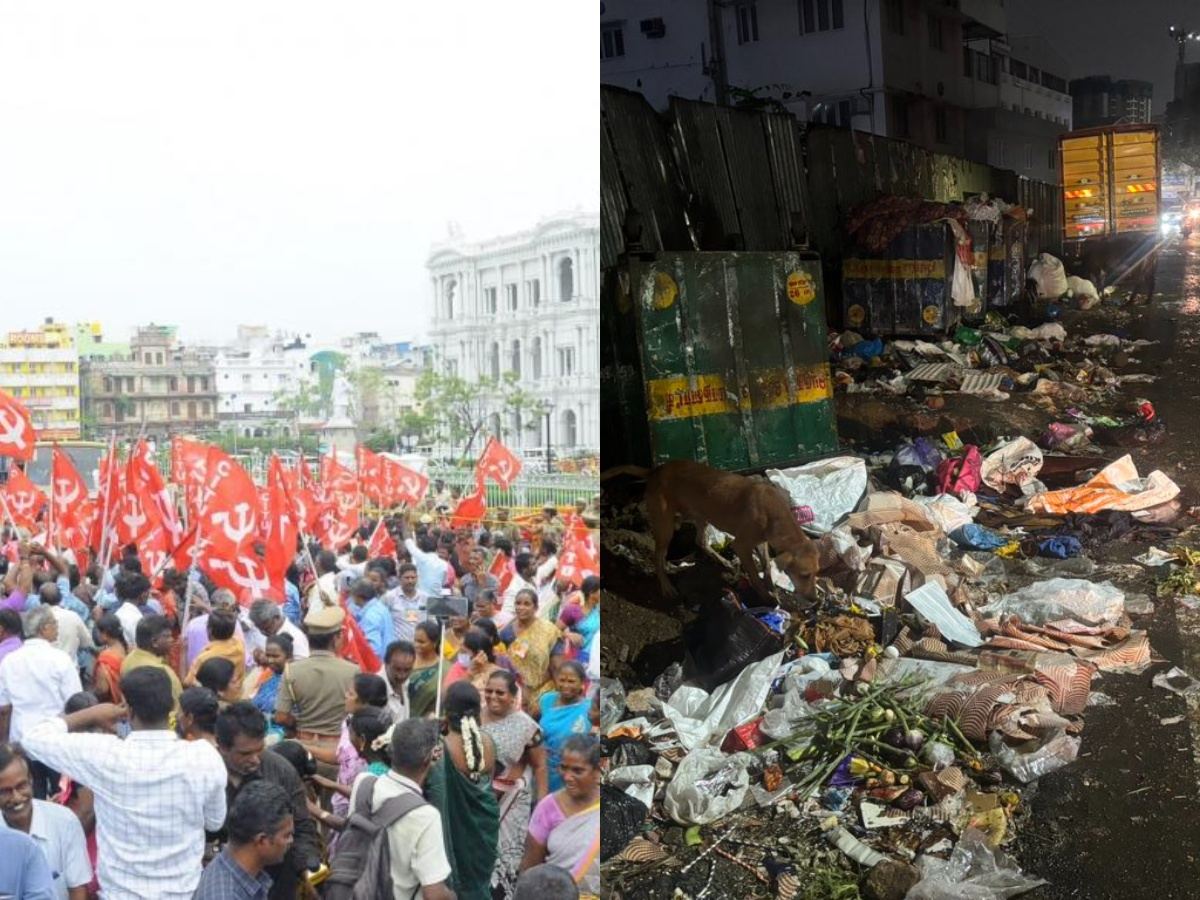Garbage piled on Chennai streets during protest