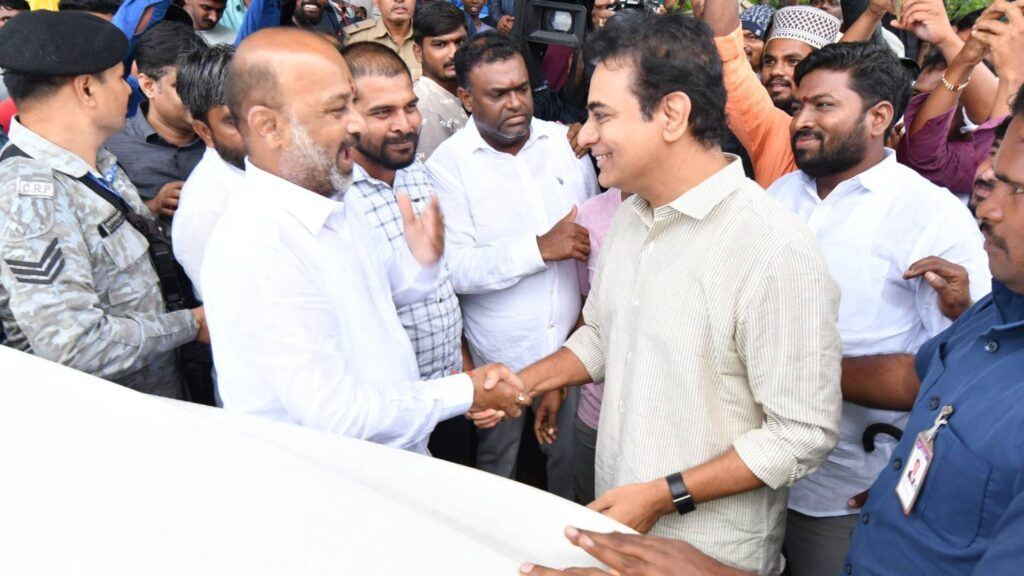 KTR and Bandi Sanjay shake hands