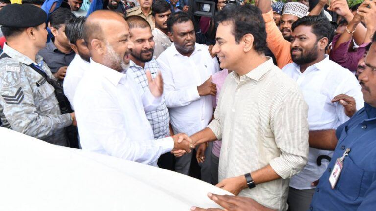 KTR and Bandi Sanjay shake hands