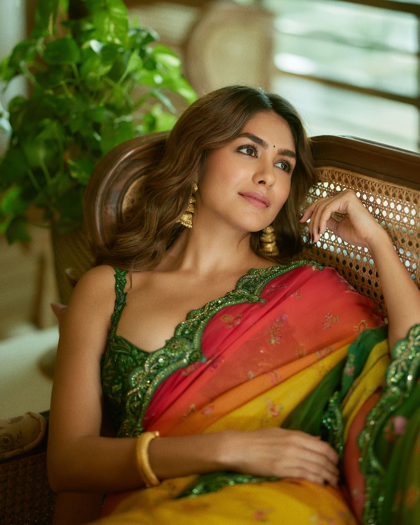 Mrunal Thakur saree heat look highlighting her elegant charm and poise