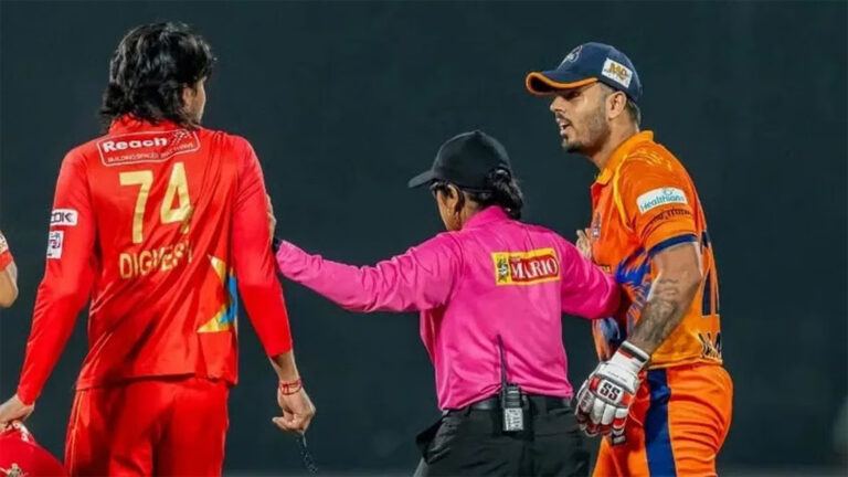 Nitish Rana and Digvesh Rathi clash in DPL