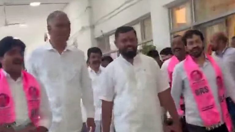 Raja Singh Seen Walking with BRS Leader Harish Rao
