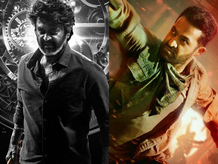 Rajinikanth and NTR in Coolie and War 2 posters
