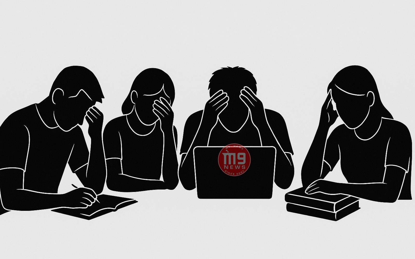 Silhouette of students under stress, reflecting tension over new F1 visa rules.