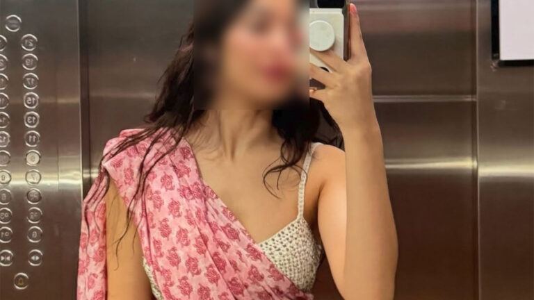 Woman in saree blouse on social media