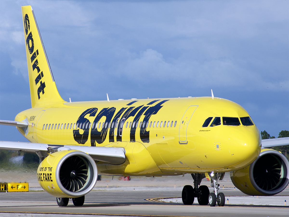 Spirit Airlines aircraft at airport gate