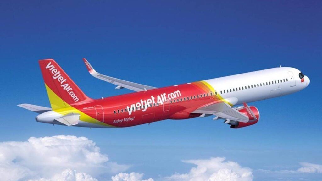 Vietjet airline passengers on airport bus