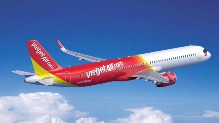 Vietjet airline passengers on airport bus
