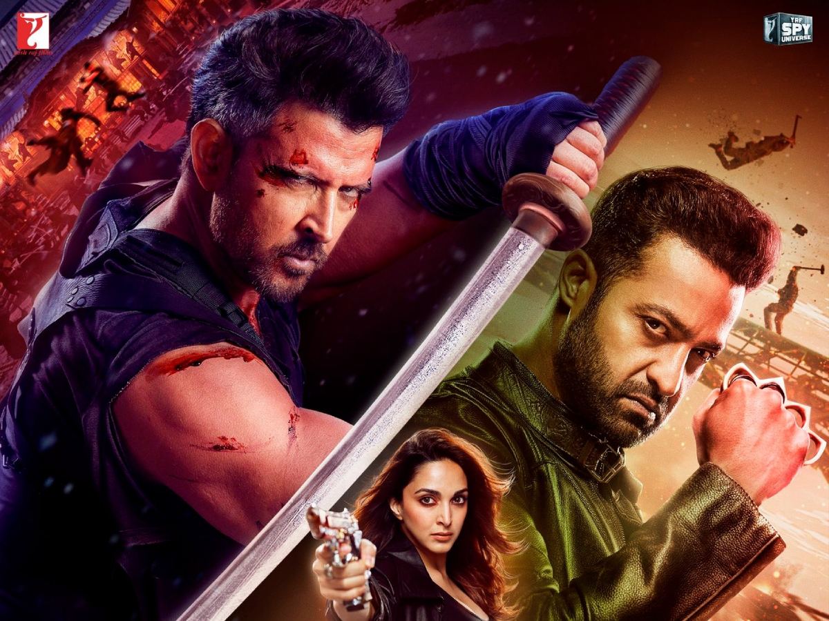 War 2 poster featuring Hrithik and Jr. NTR