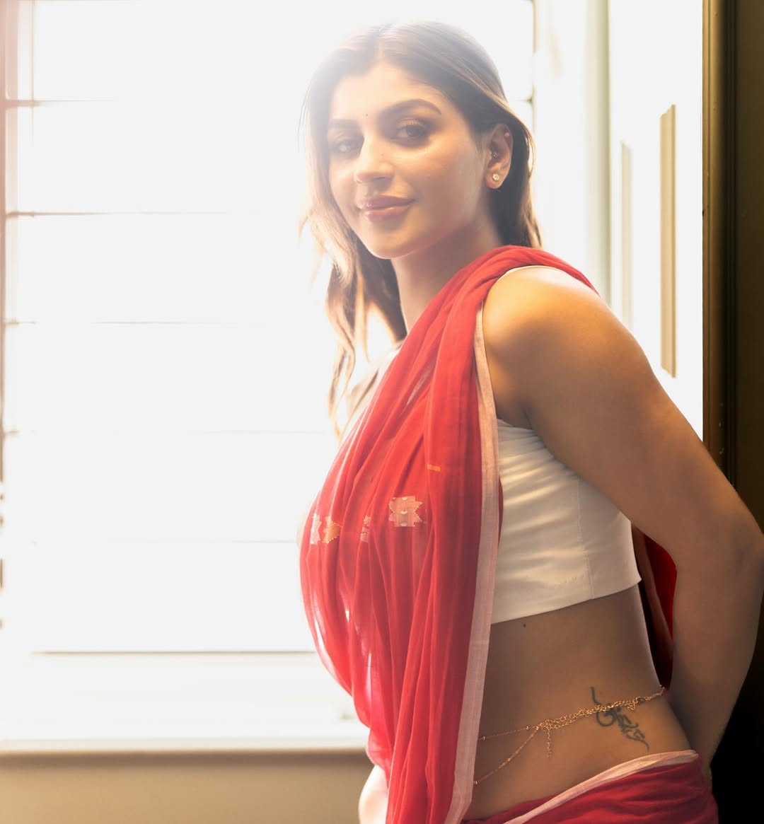Tattoos enhance Yashika Aannand’s glamorous style and effortless fashion sense.