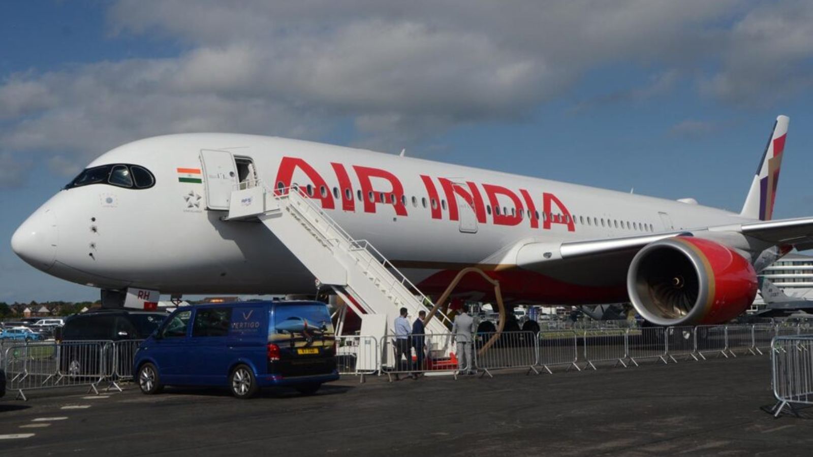 Air India aircraft delayed at airport gate