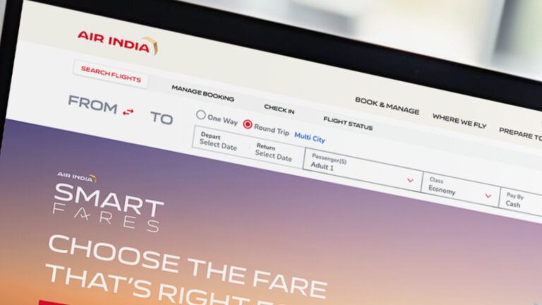 Air India website date glitch