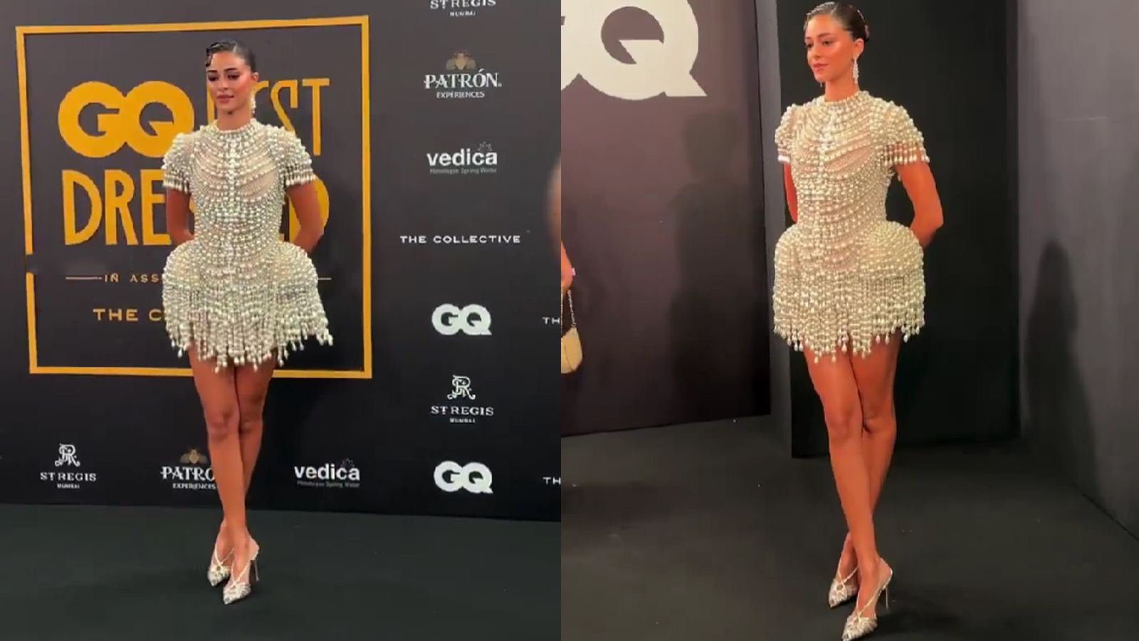 Ananya Panday bold pearl dress look