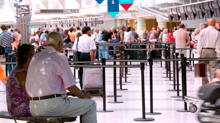 Elderly green card holder at U.S. airport