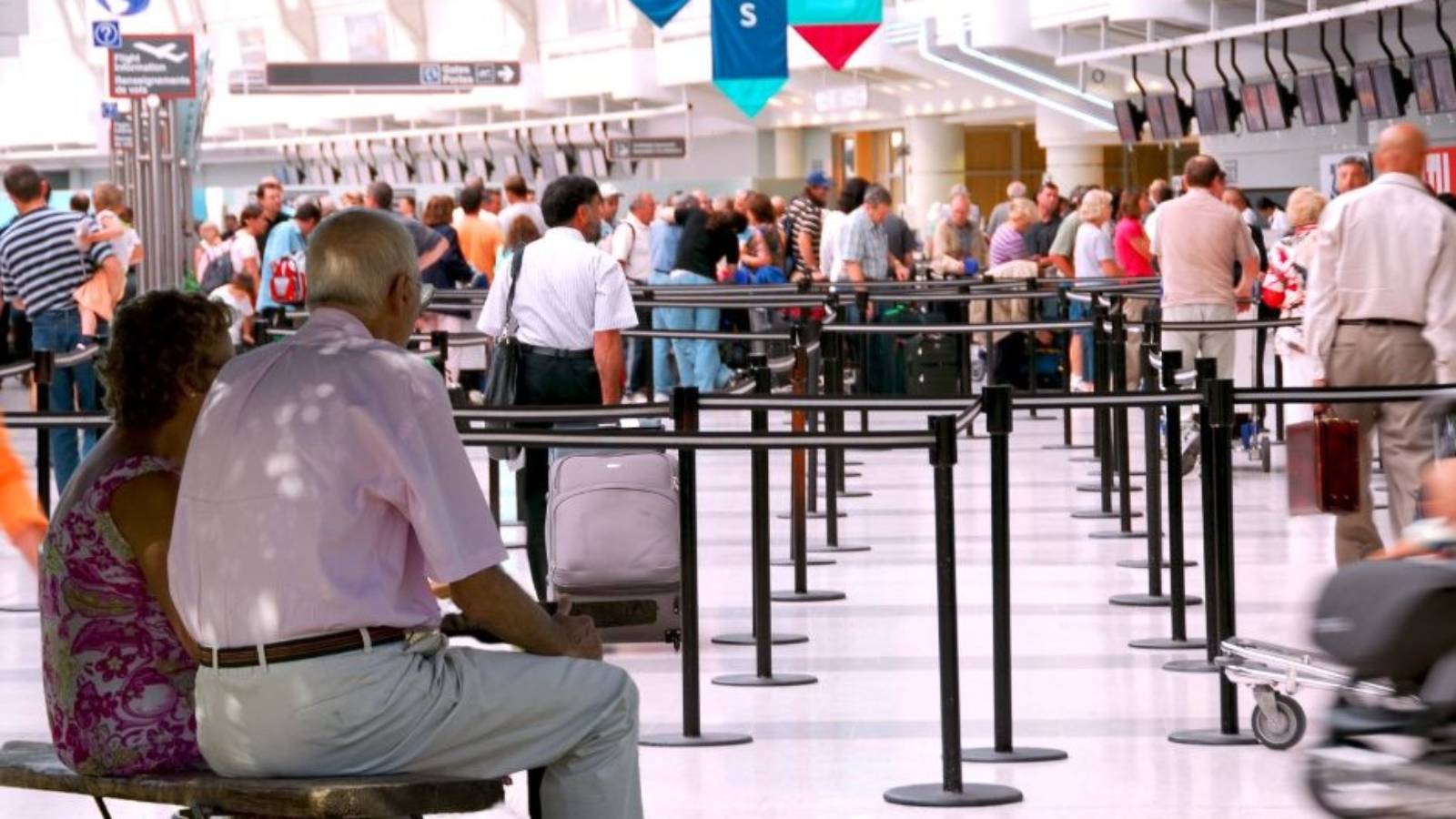 Elderly green card holder at U.S. airport