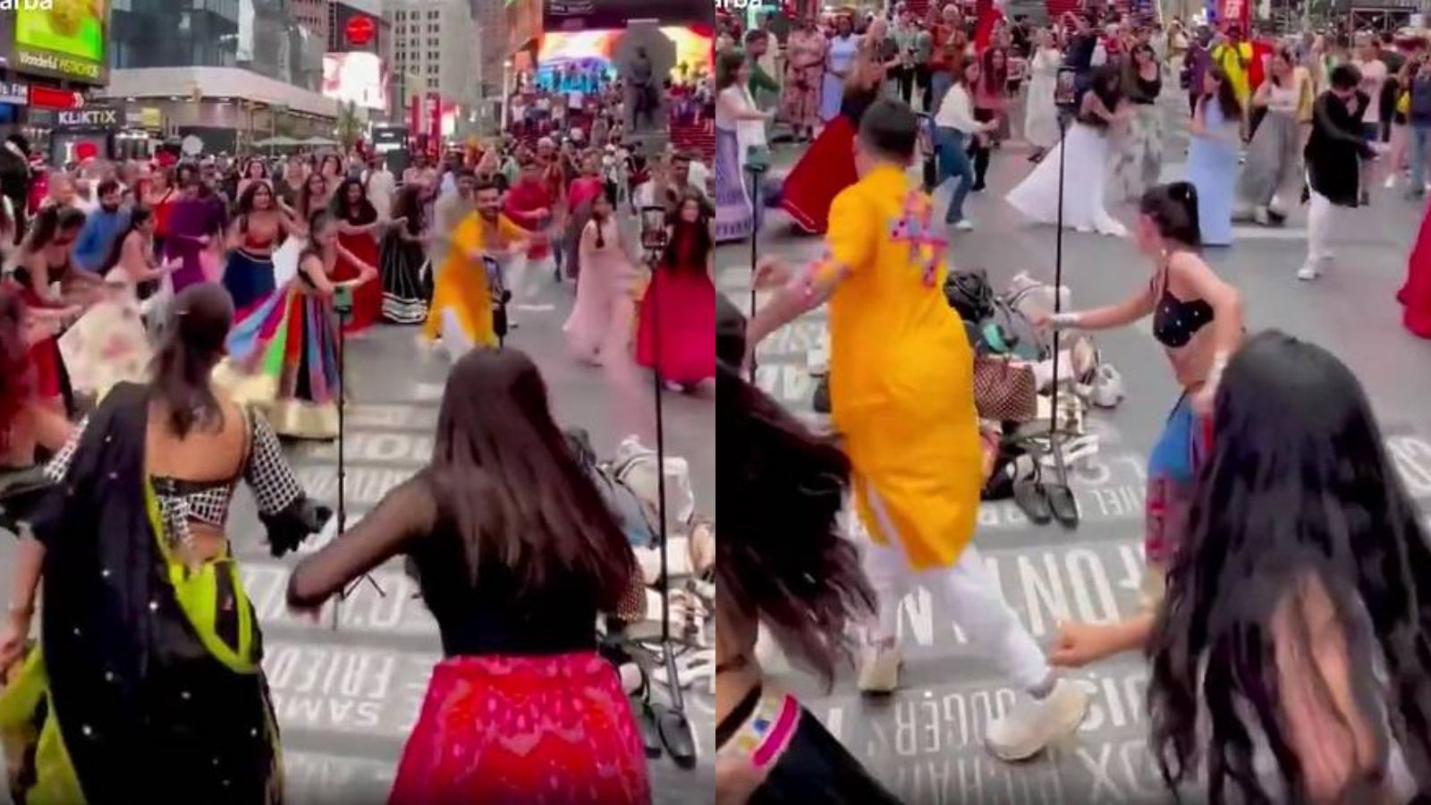 Indian-Americans celebrating Garba in public