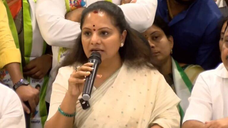 Kavitha addresses media after suspension