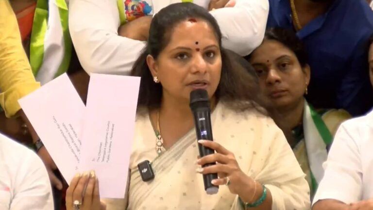 Kavitha addresses media after BRS exit