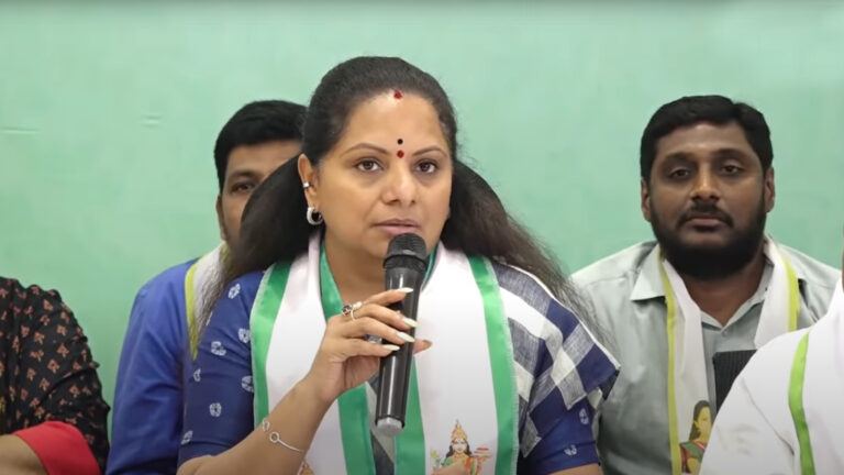 Kavitha speaking to media