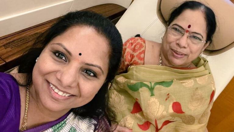 Kavitha with mother Shobha amid BRS rift in Hyderabad