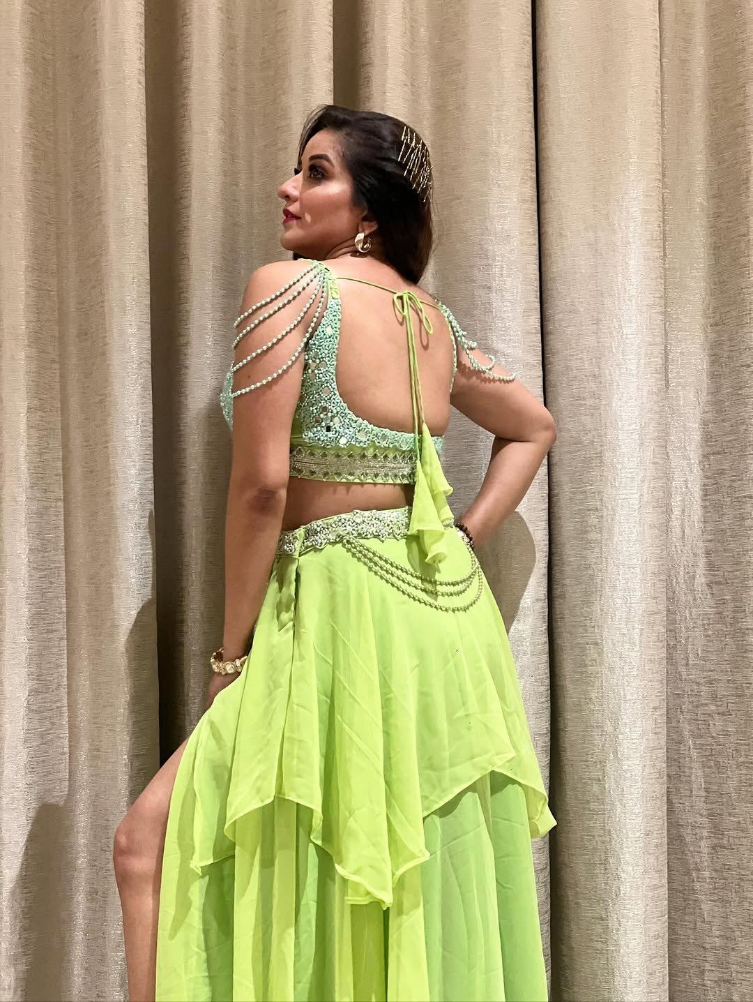 Monalisa Looks Stunning In Her Embellished Green Top