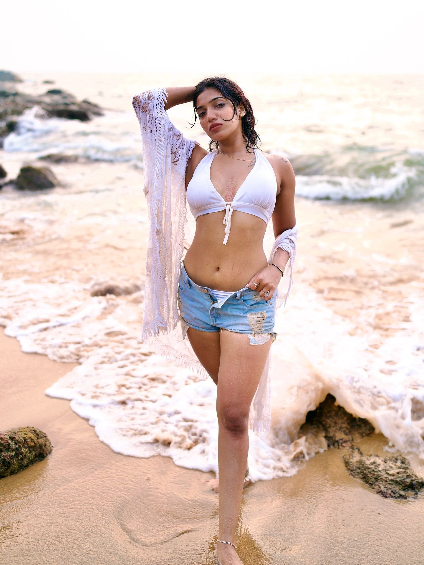Elegant Navya Shetty looks stunning in bold shorts and chic attitude.