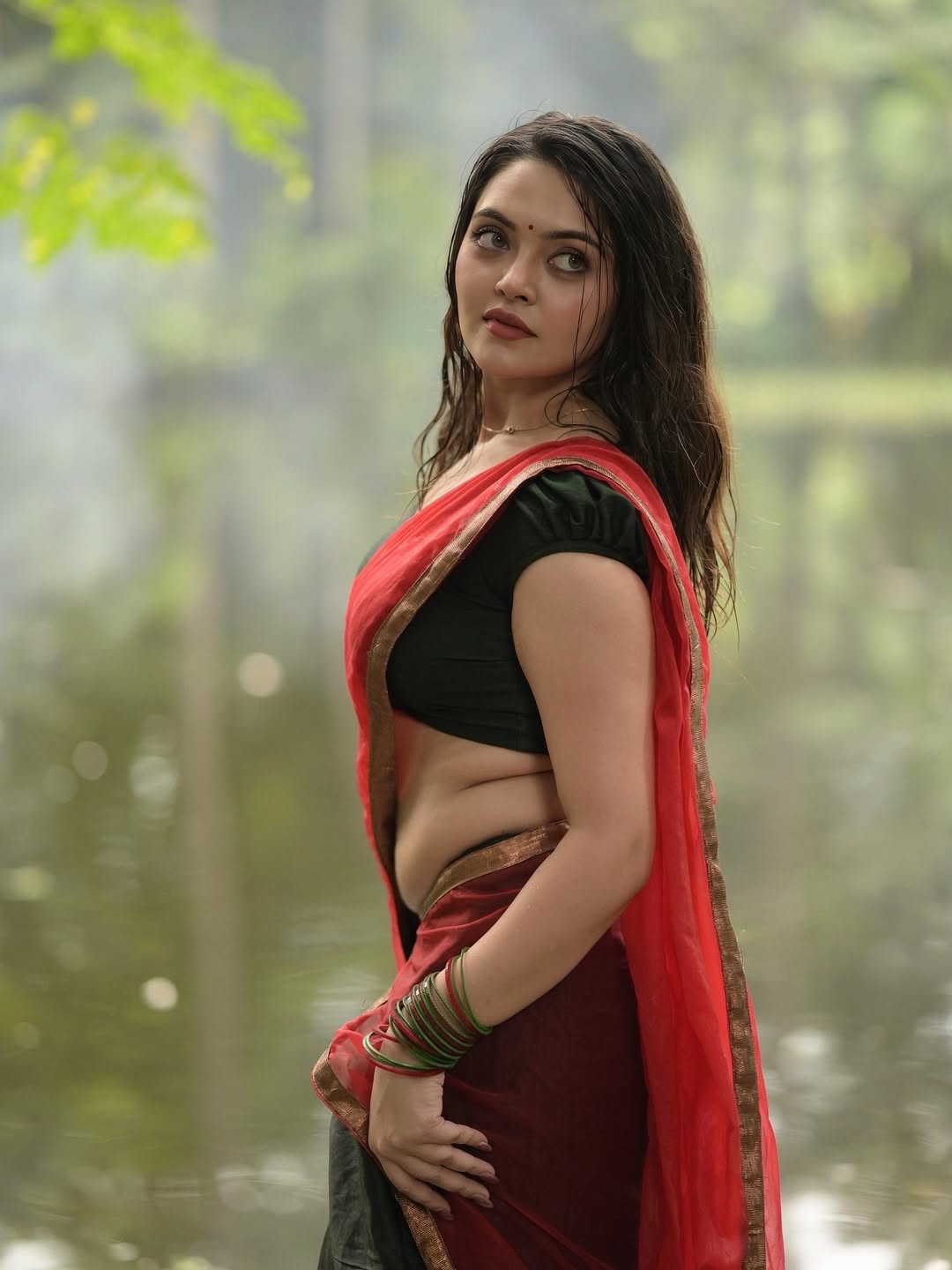 Red Saree Diva Nehaa Amandeep Bold Hot Gallery