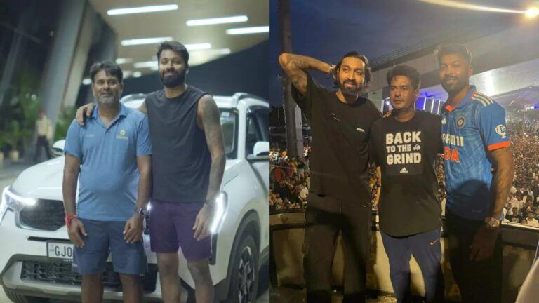 Pandya brothers with coach Jitendra Singh