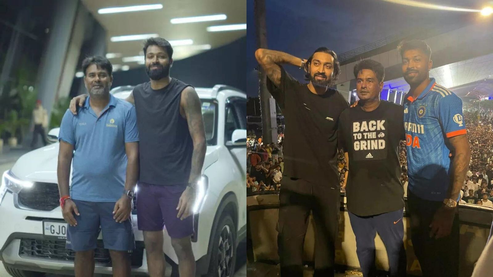 Pandya brothers with coach Jitendra Singh