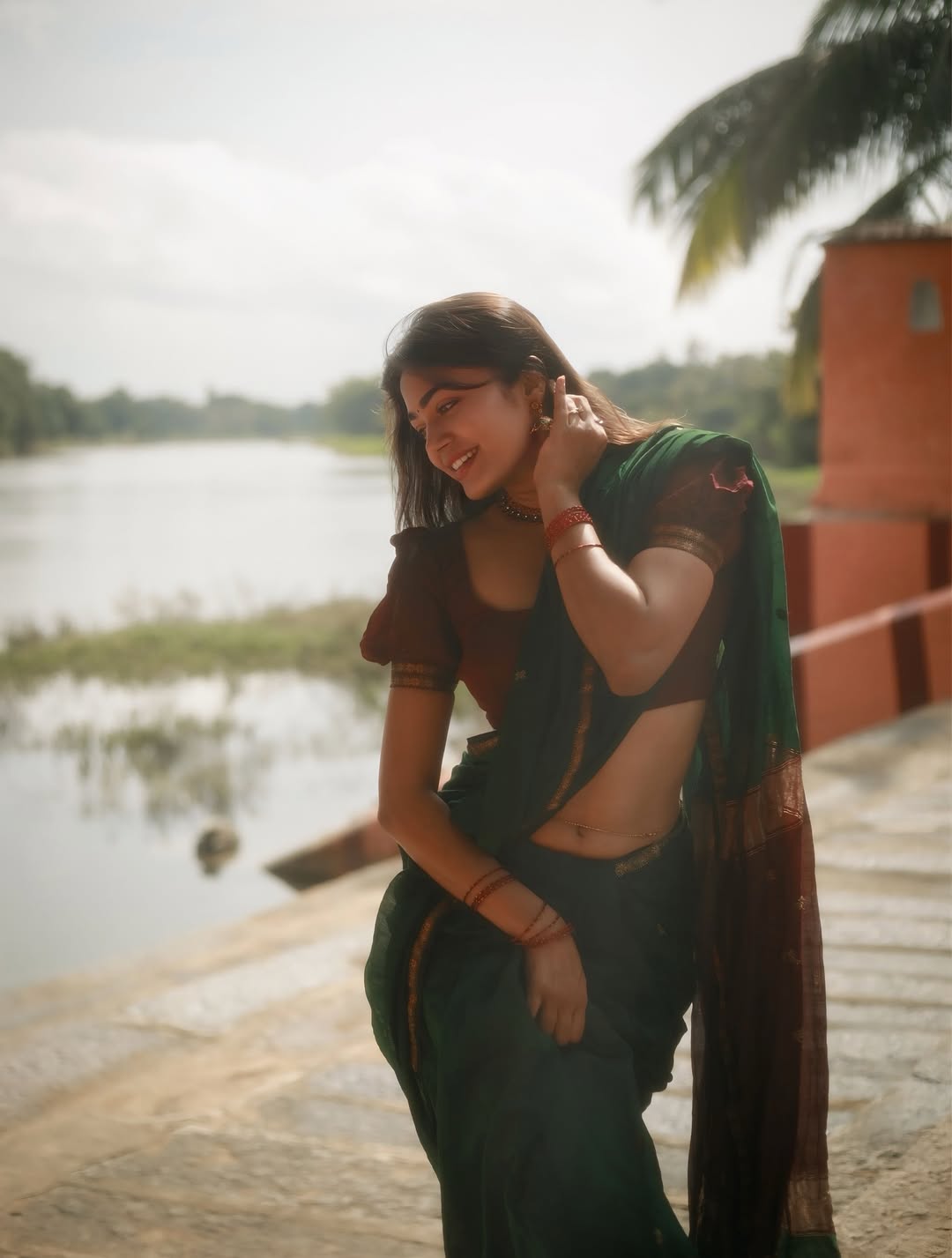Payal Radhakrishna's Windswept Look In Green Saree