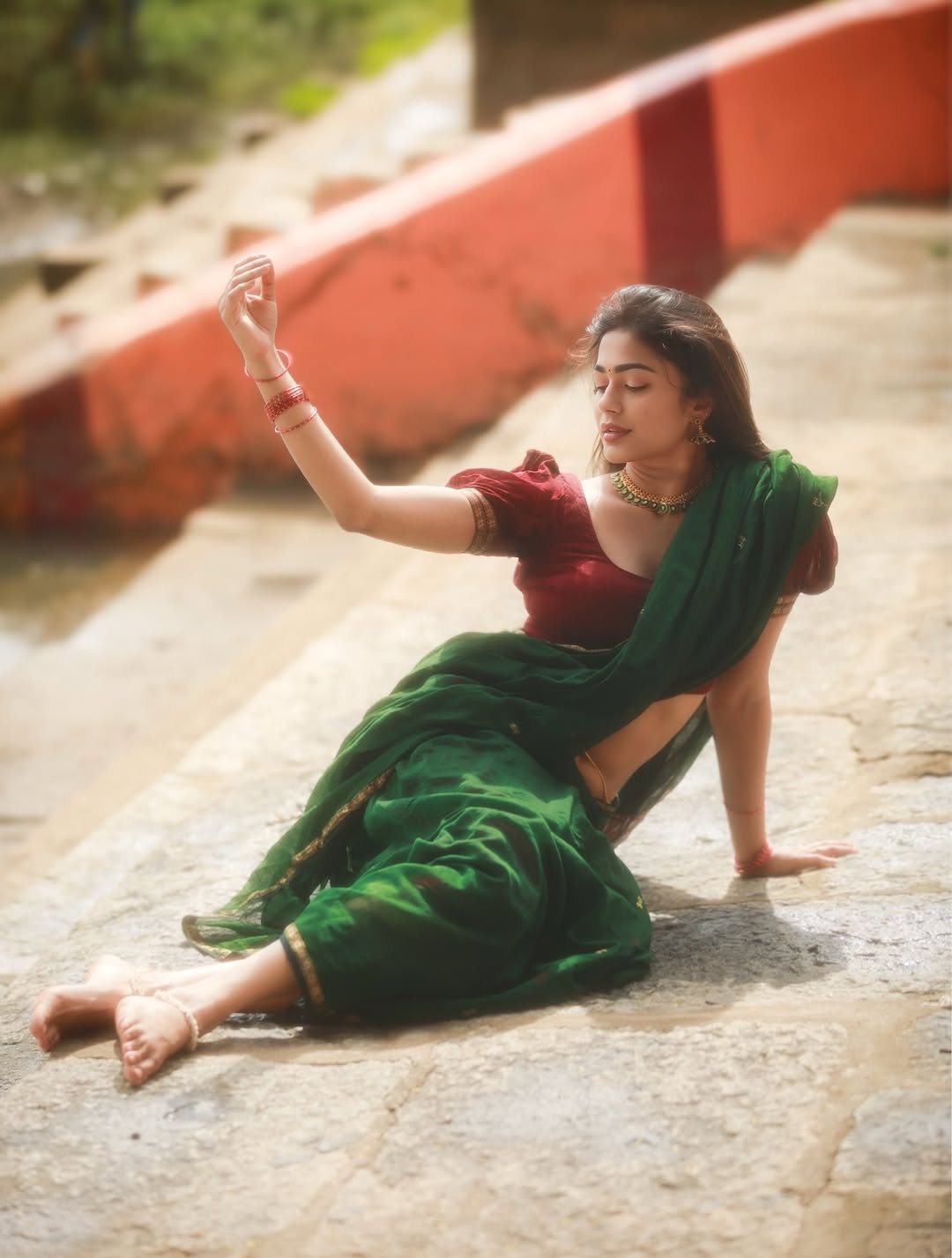 Payal Radhakrishna Poses Gracefully By A Pillar